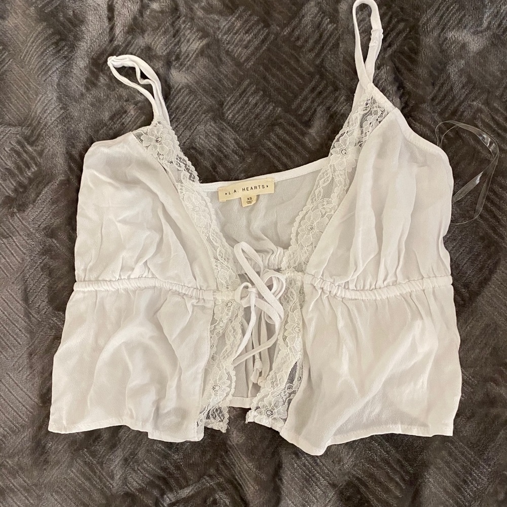 ❌SOLD❌ PACSUN LA HEARTS MIDDLE TIE TANK - Picture 1 of 3